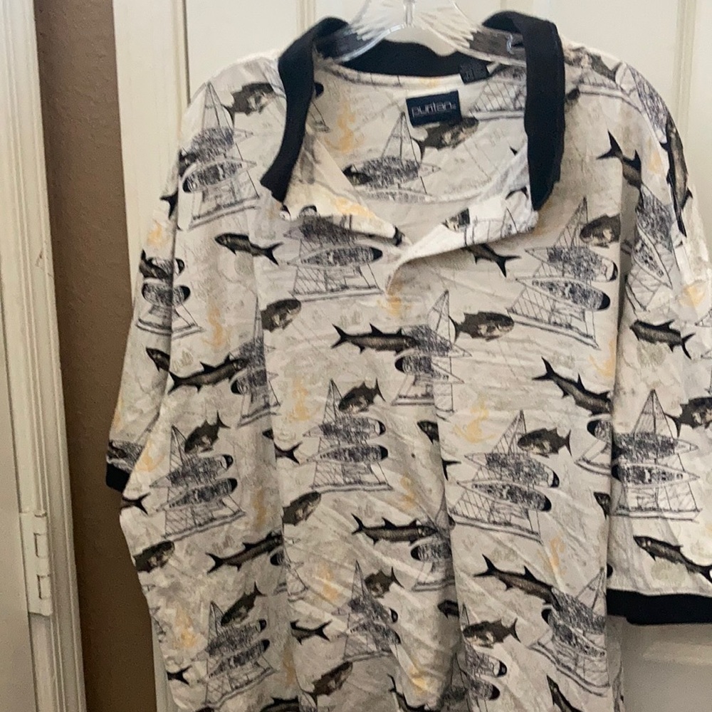 FINAL MARKDOWN Men’s Puritan fish and sail polo shirt 3xl